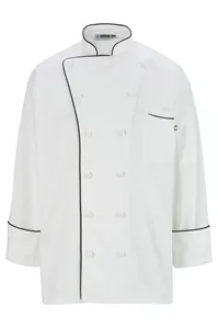 Edwards 3308 12 CLOTH BUTTON CLASSIC CHEF COAT WITH TRIM