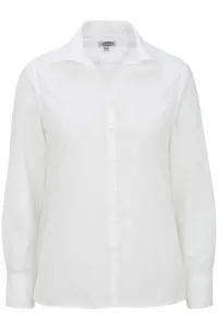 Edwards Garment 5295 EDWARDS LADIES LIGHTWEIGHT OPEN NECK POPLIN BLOUSE-LONG SLEEVE