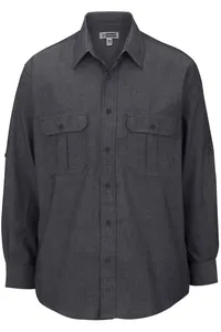 Edwards 1298 MENS CHAMBRAY ROLL UP SLEEVE SHIRT