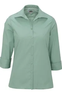 Edwards 5040 LADIES LIGHTWEIGHT OPEN NECK POPLIN BLOUSE - 3/4 SLEEVE