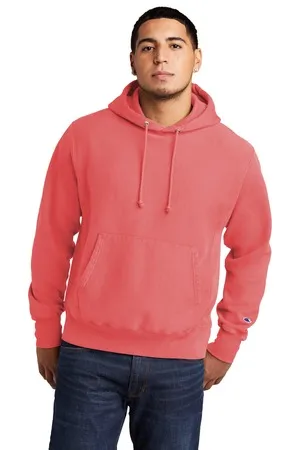 Champion GDS101 Reverse Weave Garment-Dyed Hooded Sweatshirt.