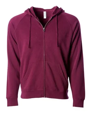 Independent Trading Co. PRM33SBZ Unisex Special Blend Raglan Full-Zip Hooded Sweatshirt