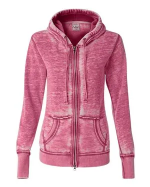 8913 J America Womens Zen Fleece Full-Zip Hooded Sweatshirt