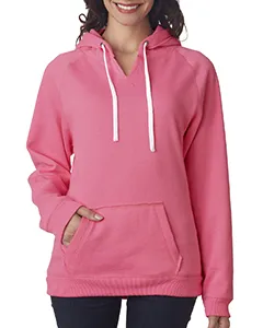 J America JA8836 Ladies Sydney Brushed V-Neck Hooded Sweatshirt