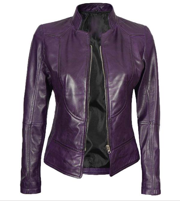 Jnriver JNLJ0006 Amy Purple Leather Biker Jacket
