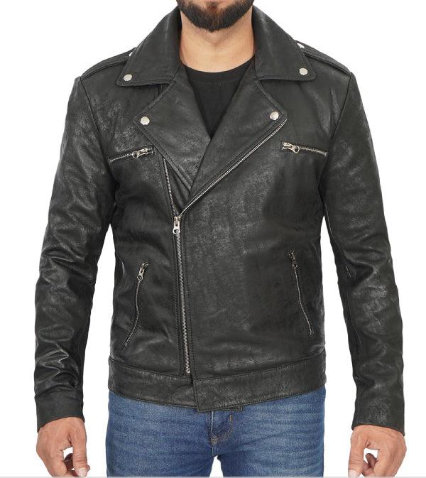 Jnriver JNLJ0063 Frierson Black Snuff Leather Moto Jacket for Men