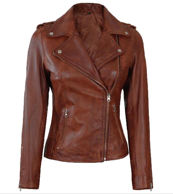 Jnriver JNLJ0170 Flashback Brown Leather Biker Jacket