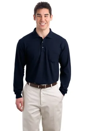 Port Authority K500LSP Long Sleeve Silk Touch Polo with Pocket.