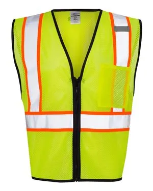 1527-1528 Kishigo Economy Contrasting Vest with Zippered Front