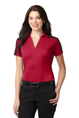 Port Authority L547 Ladies Silk Touch Performance Colorblock Stripe Polo.