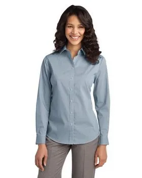 Port Authority L647 Ladies Fine Stripe Stretch Poplin Shirt.