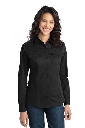 Port Authority L649 Ladies Stain-Release Roll Sleeve Twill Shirt. 