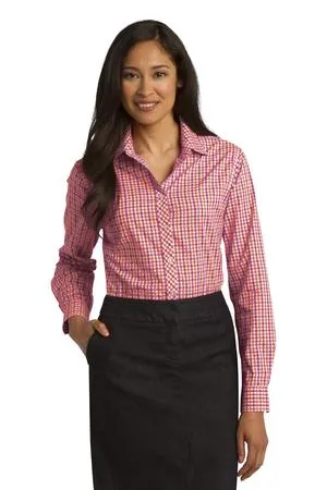 Port Authority L654 Ladies Long Sleeve Gingham Easy Care Shirt.