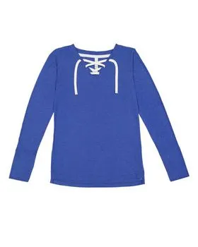 3538 LAT Womens Fine Jersey Lace-Up Long Sleeve T-Shirt