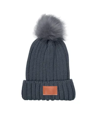 Leeman LG303 Knit Beanie With Fur Pom Pom