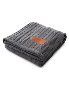 Leeman LG317 Cable Knit Sherpa Throw