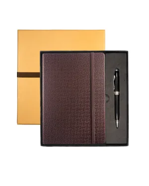 Leeman LG-9264 Tuscany Textured Journal And Executive Stylus Pen Set