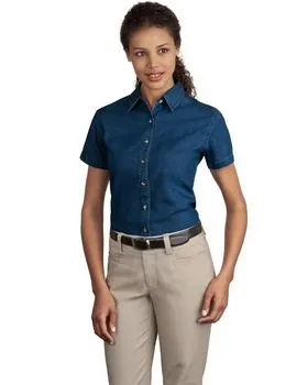 Port & Company LSP11 - Ladies Short Sleeve Value Denim Shirt.