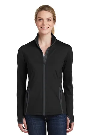 Sport-Tek LST853 Ladies Sport-Wick Stretch Contrast Full-Zip Jacket.