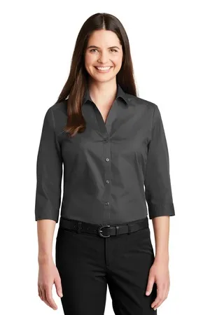 Port Authority LW102 Ladies 3/4-Sleeve Carefree Poplin Shirt.