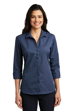 Port Authority LW643 Ladies 3/4-Sleeve Micro Tattersall Easy Care Shirt.