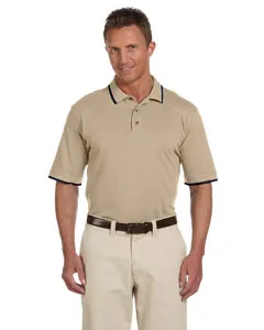 Harriton M210 Adult 6 oz. Short-Sleeve Piqué Polo with Tipping