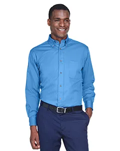 M500 Harriton Mens Easy Blend Long-Sleeve Twill Shirt with Stain-Release