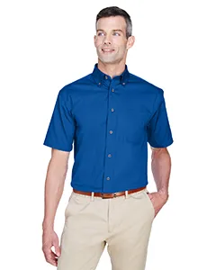 Harriton M500S Mens Easy Blend Short-Sleeve Twill Shirt with Stain-Release