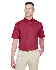 Harriton M500S Mens Easy Blend Short-Sleeve Twill Shirt with Stain-Release