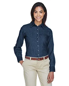 Harriton M550W Ladies 6.5 oz. Long-Sleeve Denim Shirt