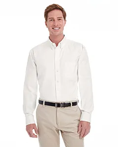 Harriton M581 Mens Foundation 100% Cotton Long-Sleeve Twill Shirt with Teflon