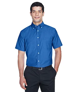 Harriton M600S Mens Short-Sleeve Oxford with Stain-Release