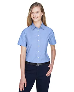 Harriton M600SW Ladies Short-Sleeve Oxford with Stain-Release