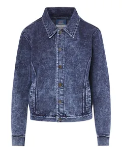 MV Sport W23119 Womens Mila Acid Wash Denim Terry Jacket