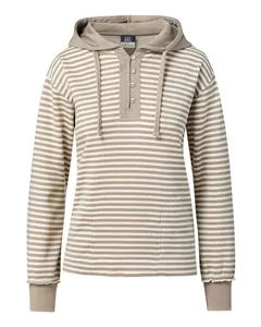 MV Sport W24128 Womens Alina Henley Hooded Sweatshirt