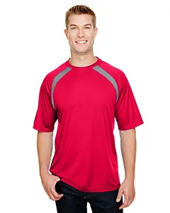 A4 N3001 Mens Spartan Short Sleeve Color Block Crew Neck T-Shirt