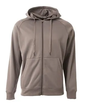 A4 N4001 Mens Agility Full-Zip Tech Fleece Hooded Sweatshirt