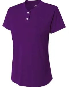 A4 NG3143 Girls Tek 2-Button Henley Shirt