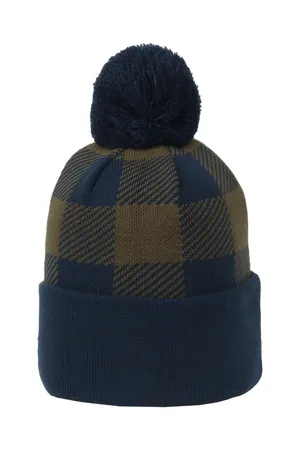 Outdoor Cap KNFPLD Plaid Watch Cap With Pom