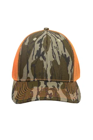 OC771C Outdoor Cap Structured Camo Trucker With Solid Mesh Back Hat