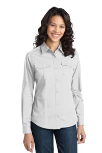 Port Authority L649 Ladies Stain-Release Roll Sleeve Twill Shirt.