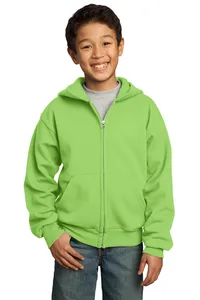 Port & Company PC90YZH - Youth Core Fleece Full-Zip Hooded Sweatshirt. 