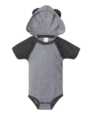 Rabbit Skins 4417 Fine Jersey Infant Short Sleeve Raglan Bodysuit with Hood & Ears