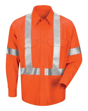 Red Kap SP1SL Mens Long Sleeve Poplin Dress Shirt With CSA Compliant Reflective Trim - Long Sizes