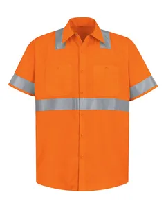 Red Kap SS24HVT High Visibility Safety Short Sleeve Work Shirt Tall Sizes
