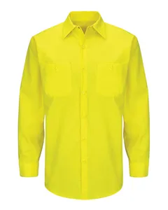 Red Kap SY14L Enhanced & Hi-Visibility Long Sleeve Work Shirt - Long Sizes