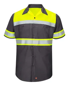 Red Kap SY80 Hi-Visibility Colorblock Ripstop Short Sleeve Work Shirt