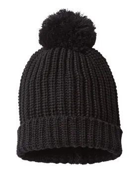 Richardson 143R Chunky Cable with Cuff & Pom Beanie