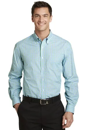 Port Authority S654 Long Sleeve Gingham Easy Care Shirt.