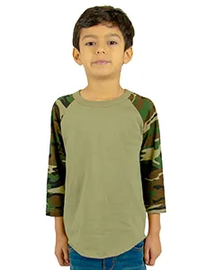 Shaka Wear SHRAGCY Youth 6 oz., 3/4-Sleeve Camo Raglan T-Shirt